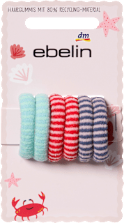 Haargummis gestreift, mint/rot/blau ebelin