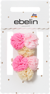 Haargummis Pompoms, rosa/gelb ebelin