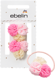 Haargummis Pompoms, rosa/gelb ebelin