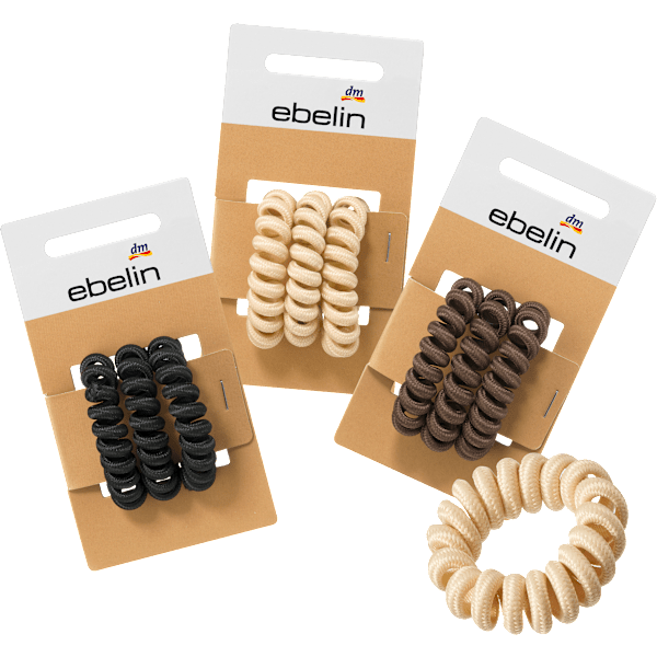 Haargummis Spirale schwarz/braun/beige ebelin