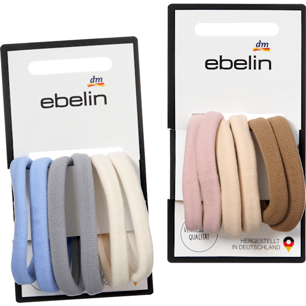Haargummis weich, blau/rosa ebelin