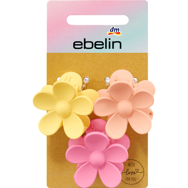 Haarklammern Blumen rosa, pink, gelb ebelin