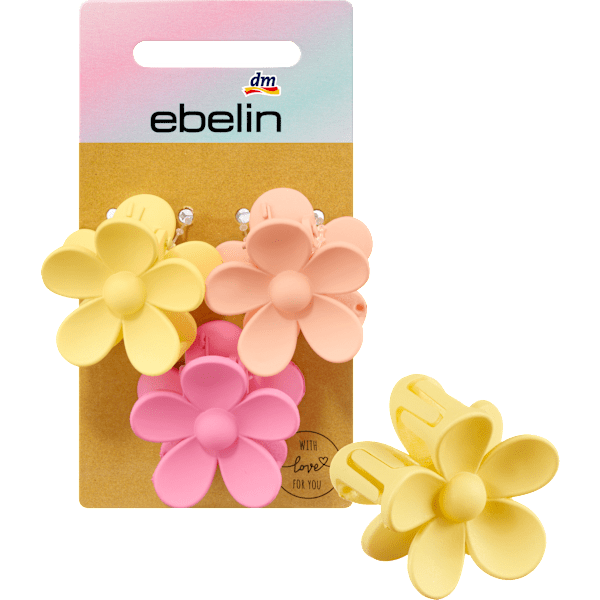 Haarklammern Blumen rosa, pink, gelb ebelin
