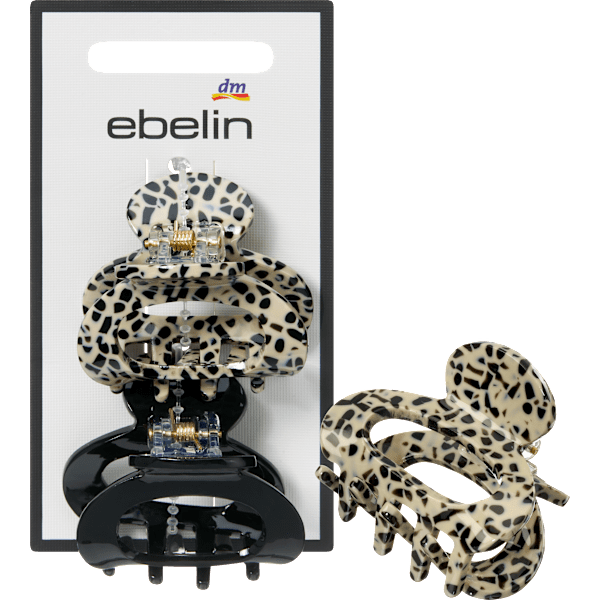 Haarklammern klein halbrund, schwarz/Pünktchen-Optik ebelin