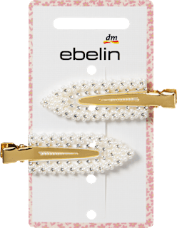 Haarklemmen mit Perlen & Glitzer, weiß ebelin