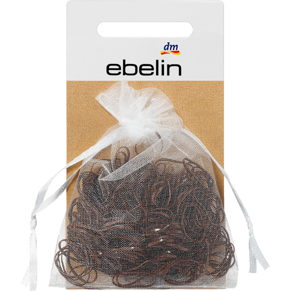 Mini-Haargummis in Organza-Säckchen schwarz / braun  ebelin