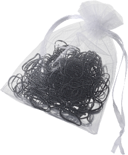 Mini-Haargummis in Organza-Säckchen schwarz / braun  ebelin