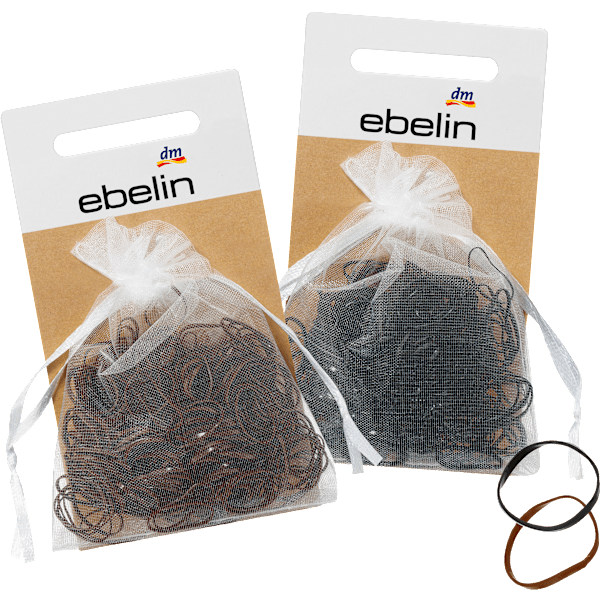 Mini-Haargummis in Organza-Säckchen schwarz / braun  ebelin