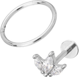 Ohr-Piercings 316L Stahl, silberfarben ebelin