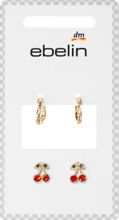 Ohrstecker Herz & Kirschen, Gold-Optik ebelin