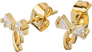 Ohrstecker vergoldet Schleifenform mit Glitzer ebelin