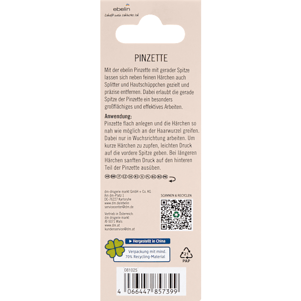 Pinzette mit gerader Spitze ebelin