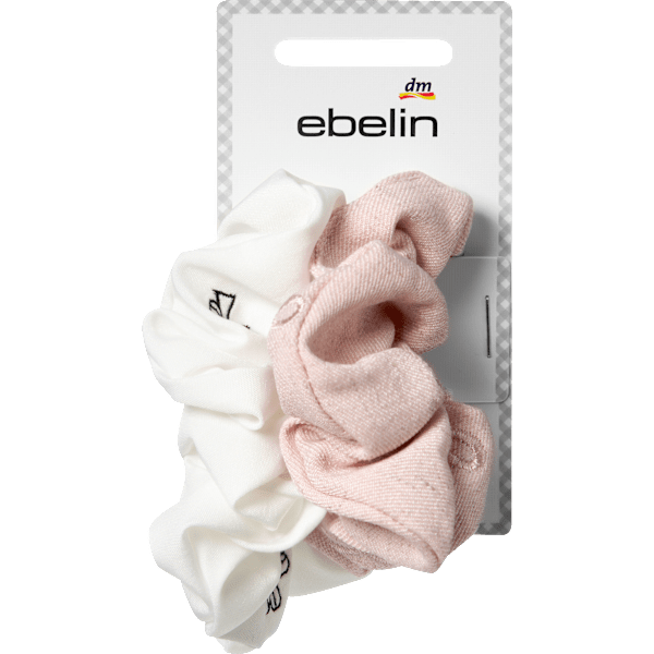 Scrunchies bestickt, weiß/rosa ebelin