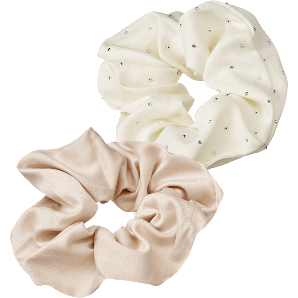 Scrunchies mit Glitzer, creme/beige ebelin
