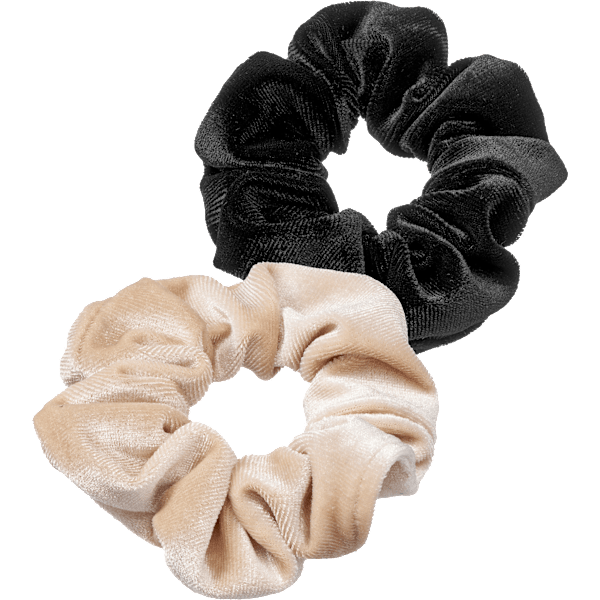 Scrunchies Samt-Optik, beige/schwarz ebelin