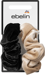 Scrunchies Samt-Optik, beige/schwarz ebelin