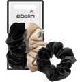 Scrunchies Samt-Optik, beige/schwarz ebelin