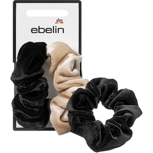 Scrunchies Samt-Optik, beige/schwarz ebelin