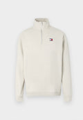 Hellbeige Halb-Zip Sweatshirt aus weichem Stoff. Mit geripptem Kragen und Bündchen, sowie einem kleinen Logopatch auf der Brust.
