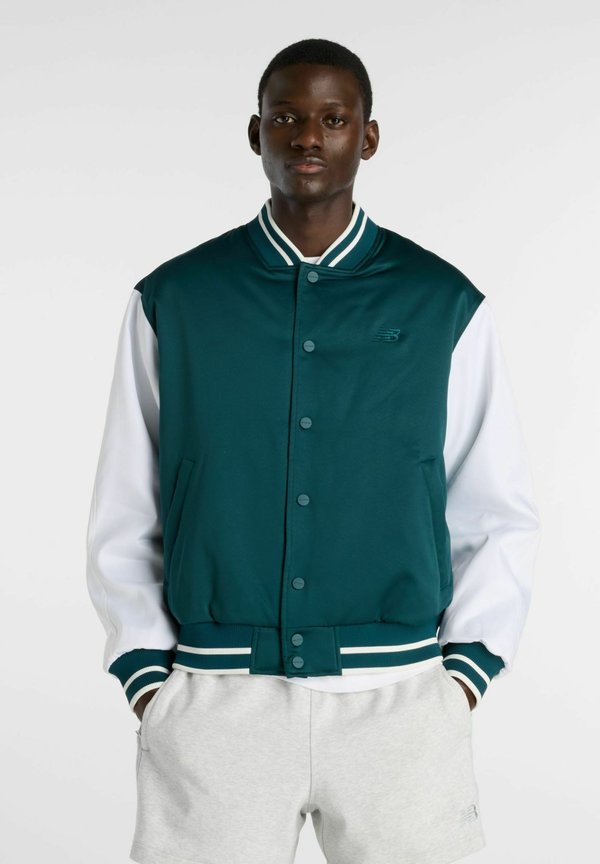 New Balance ATHLETICS VARSITY JACKET - Bomber Jacket - medusa green sea salt