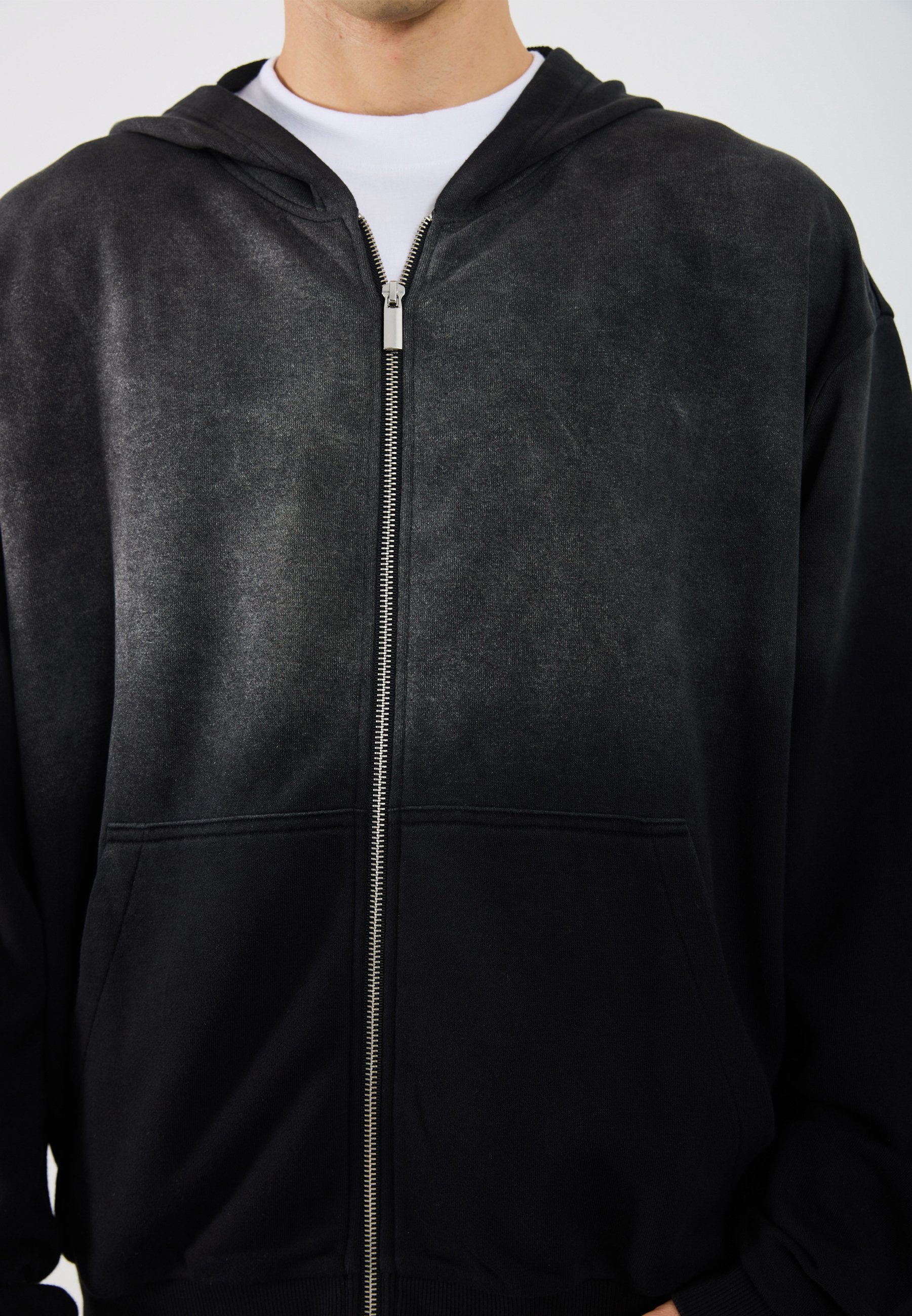 YOURTURN WASHED UP ZIP-UP HOODIE