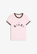 Bershka SLIM FIT WITH CONTRAST PRINT - T-SHIRT - Print T-shirt - light pink