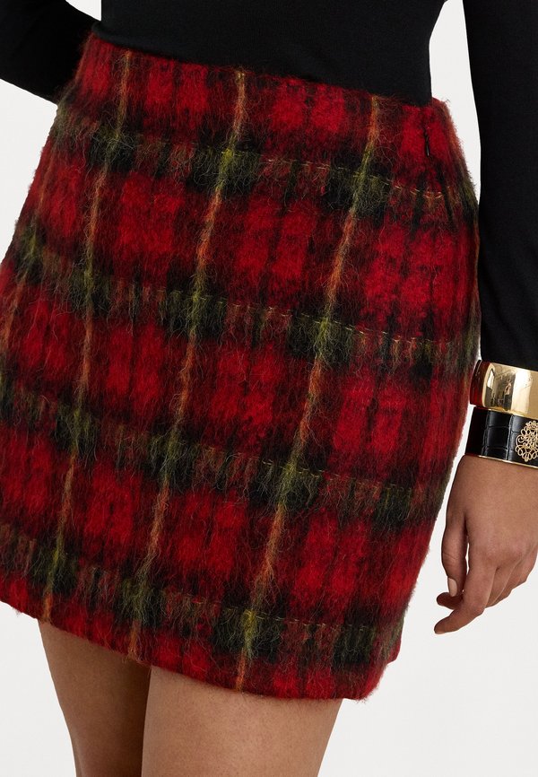 Lauren Ralph Lauren Woman PLAID MOHAIR PENCIL MINISKIRT