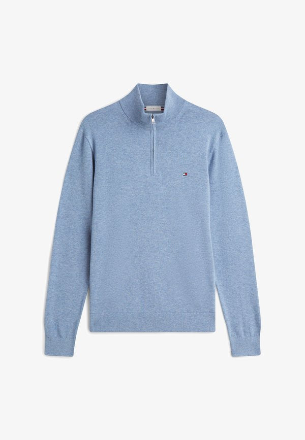Tommy Hilfiger QUARTER ZIP MOCK NECK - Jumper - brisk blue heather