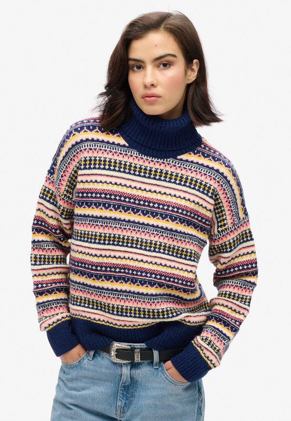 Superdry & Co TEXTURED STRIPE PATTERN  - Jumper - winter navy multi