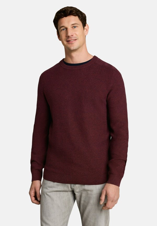 TOM TAILOR MOULINE STRUCTURED CREW NECK KNIT - Jumper - red navy mouline