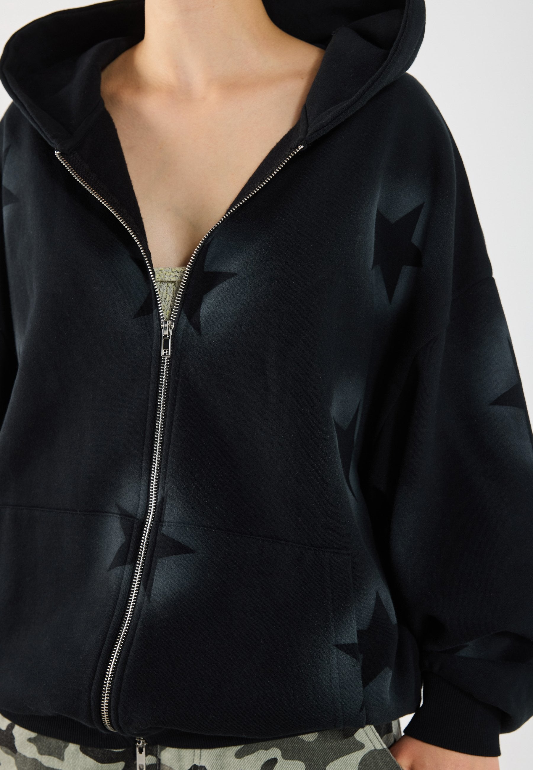 YOURTURN UNISEX TERRY OVERSIZED FIT ZIP-UP HOODIE