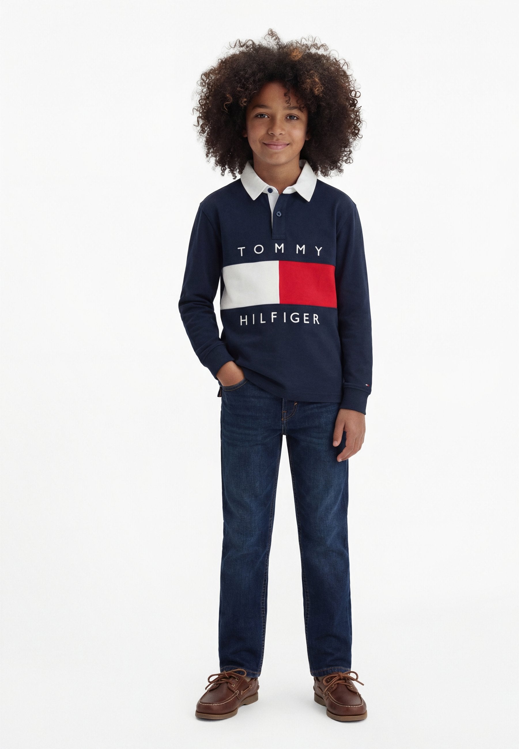 HERITAGE COLOUR-BLOCKED FLAG LONG SLEEVE POLO SHIRT Media 2