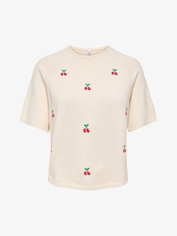 ONLY Knitted ONLKATIA Knitted - Print T-shirt - whitecap gray