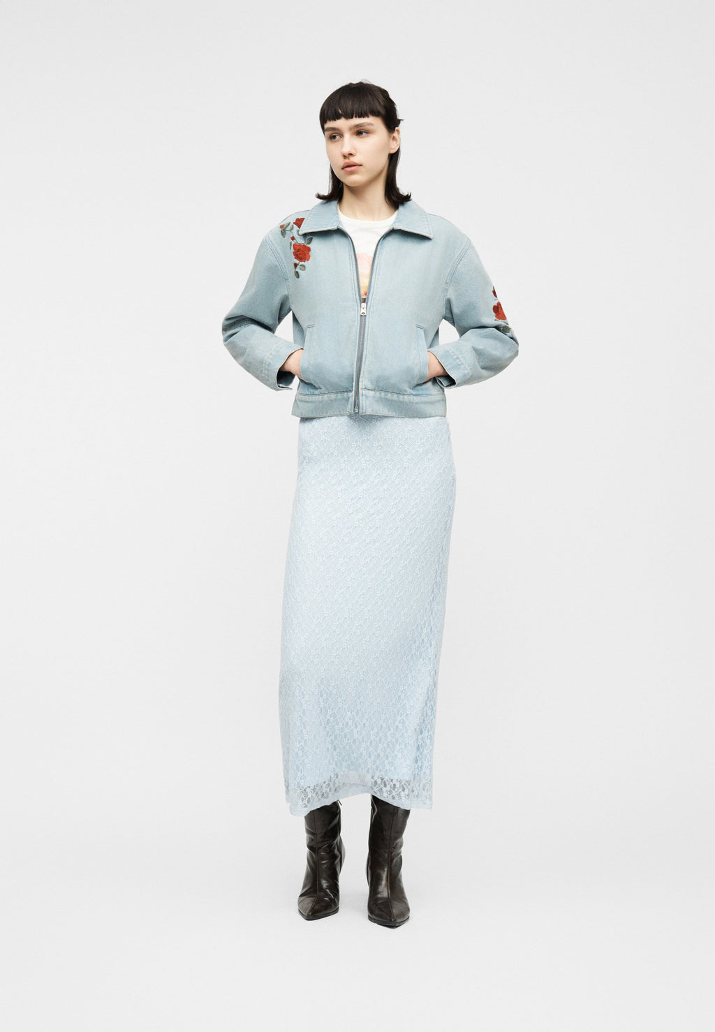 Abercrombie & Fitch ZIP FRONT JACKET ROSETTE EMBRIODERY