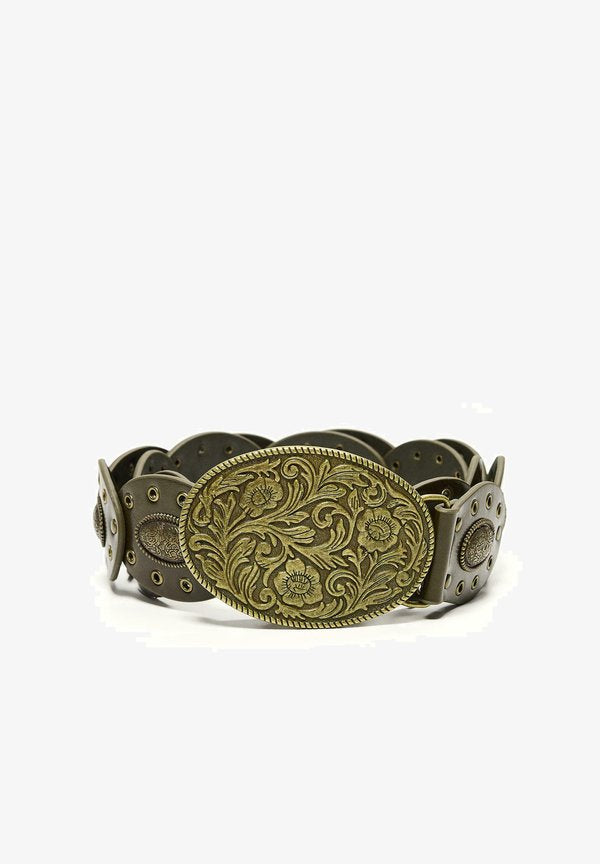 Bershka MEDALLION - Waist belt - dark green