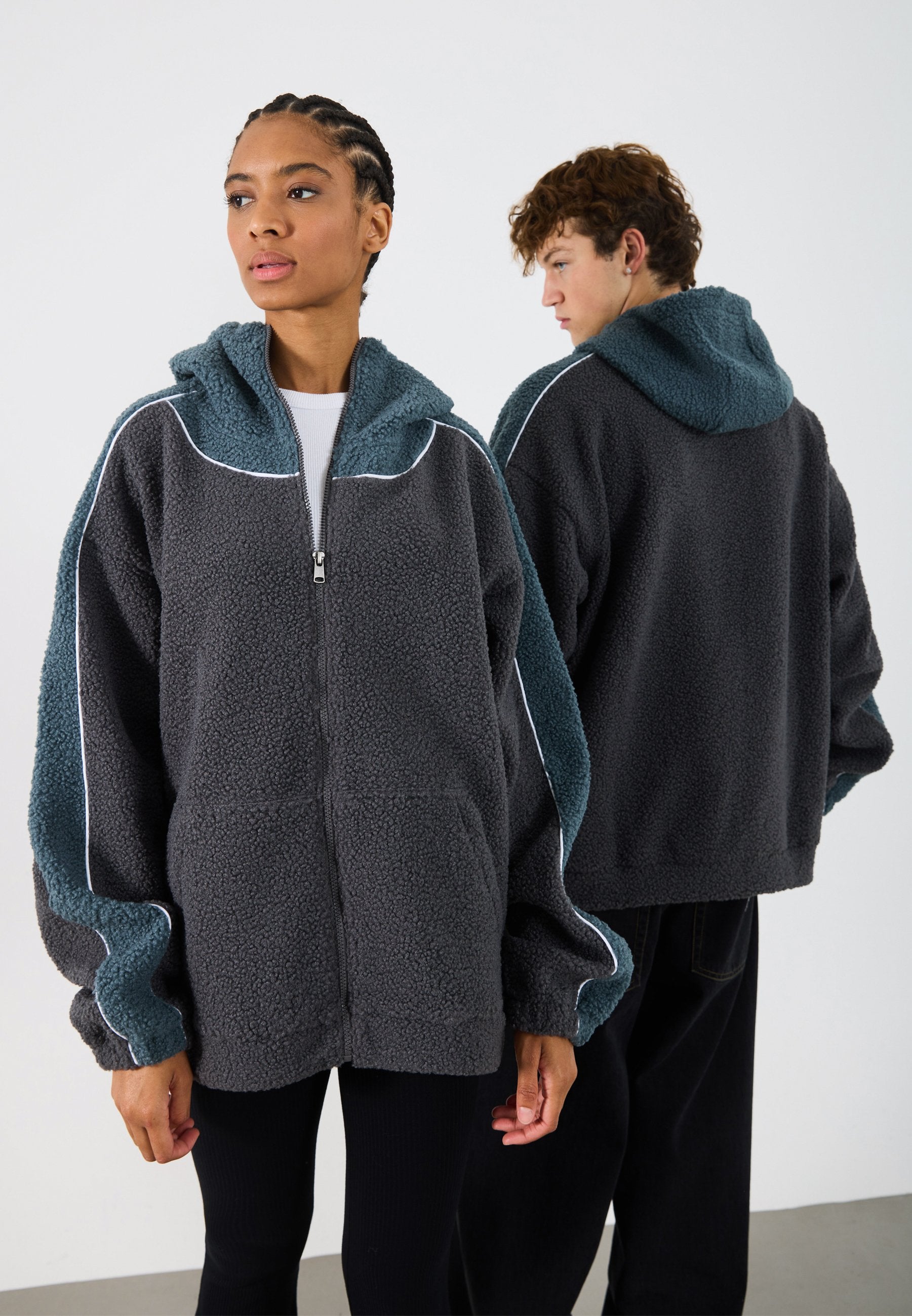 YOURTURN UNISEX FLEECE RELAXED FIT BALACLAVA HOODIE