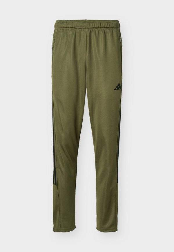 adidas Performance WORKOUT ESSENTIALS ALL-SET 3 STRIPES KNIT - Tracksuit bottoms - olive strata/black