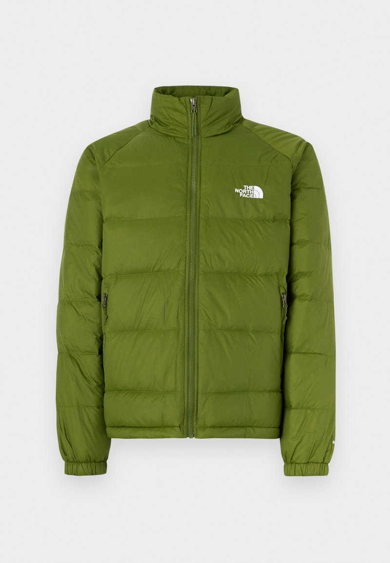 Grüne Steppjacke mit Stehkragen, durchgehendem Reißverschluss, zwei Seitentaschen und elastischen Bündchen. Mit gesteppter Optik und Logo auf der Brust.