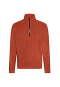 Oranger Fleece-Pullover mit einem Halbzip-Vorderteil. Merkmale einen hohen Kragen und Logodetail am Ärmel. Weicher, strukturierten Stoff. Lange Ärmel.