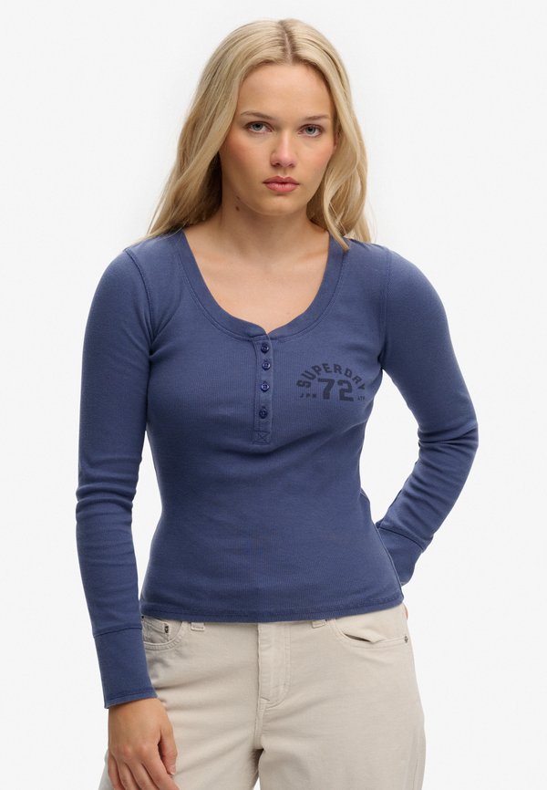 Superdry & Co SUPERDRY ATHLETIC BUTTON DOWN LONG SLEEVE TOP.. - Long sleeved top - mariner navy