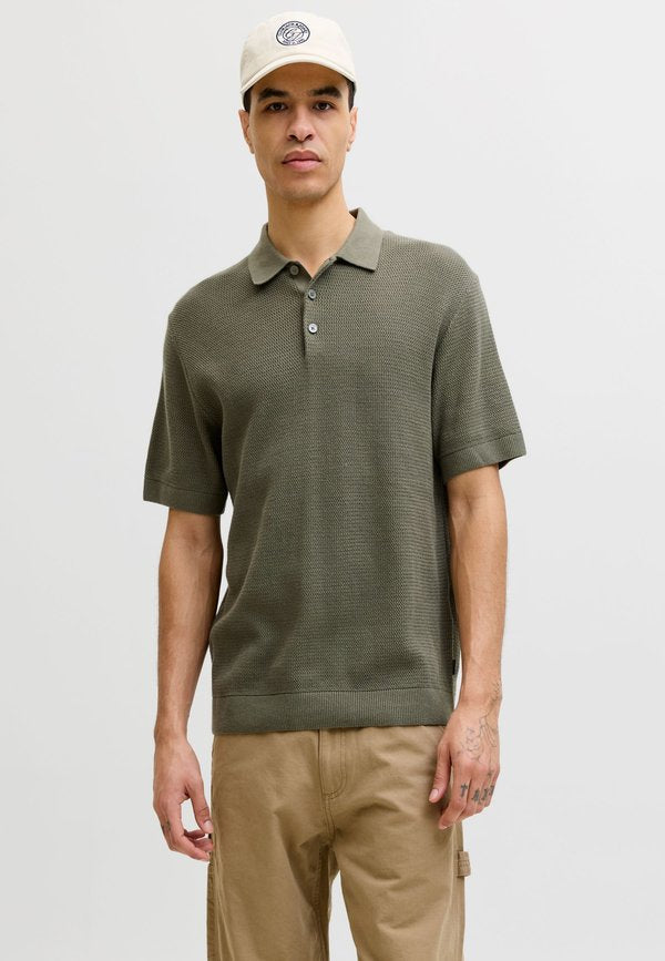 Jack & Jones JJCOOPER STRICK-POLOHEMD STRUKTUR NORMAL FIT - Polo shirt - Grey