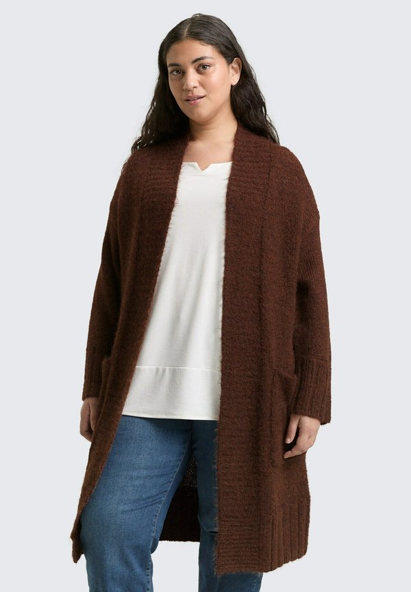 TOM TAILOR INHALT - Cardigan - dark pecan brown melange