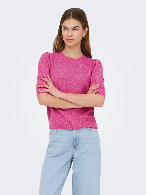 ONLY ONLRICA 2/4 PULLOVER KNT NOOS - Basic T-shirt - raspberry rose