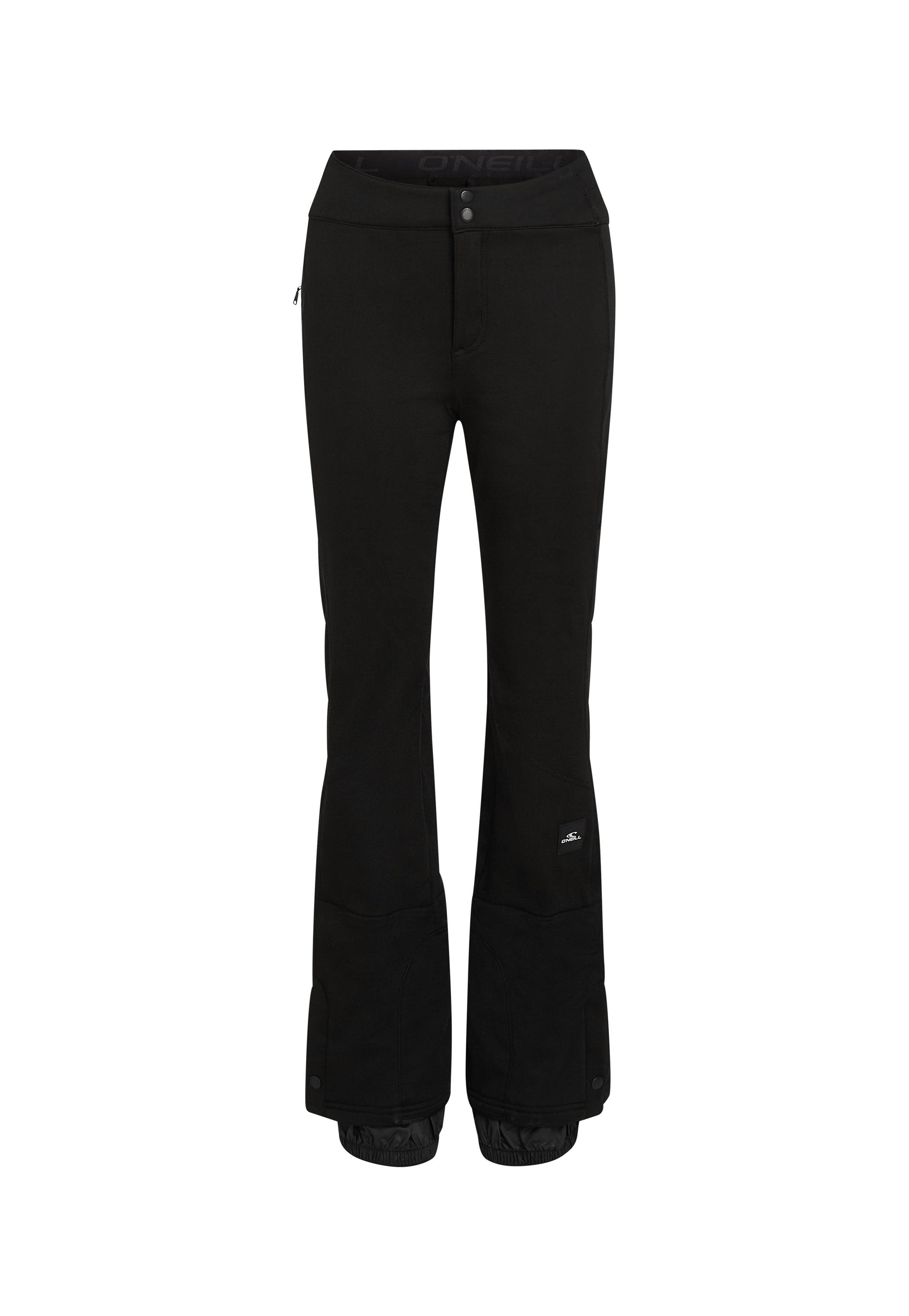 Schwarze Snowpants mit schlankem Design, aus strapazierfähigem Stoff gefertigt. Verfügt über Reißverschlusstaschen und elastische Bündchen an den Beinen mit einem Markenlogo-Detail.