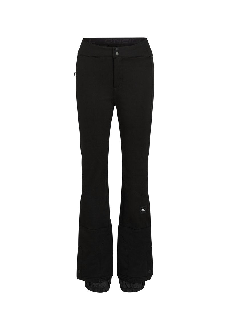 Schwarze Snowpants mit schlankem Design, aus strapazierfähigem Stoff gefertigt. Verfügt über Reißverschlusstaschen und elastische Bündchen an den Beinen mit einem Markenlogo-Detail.