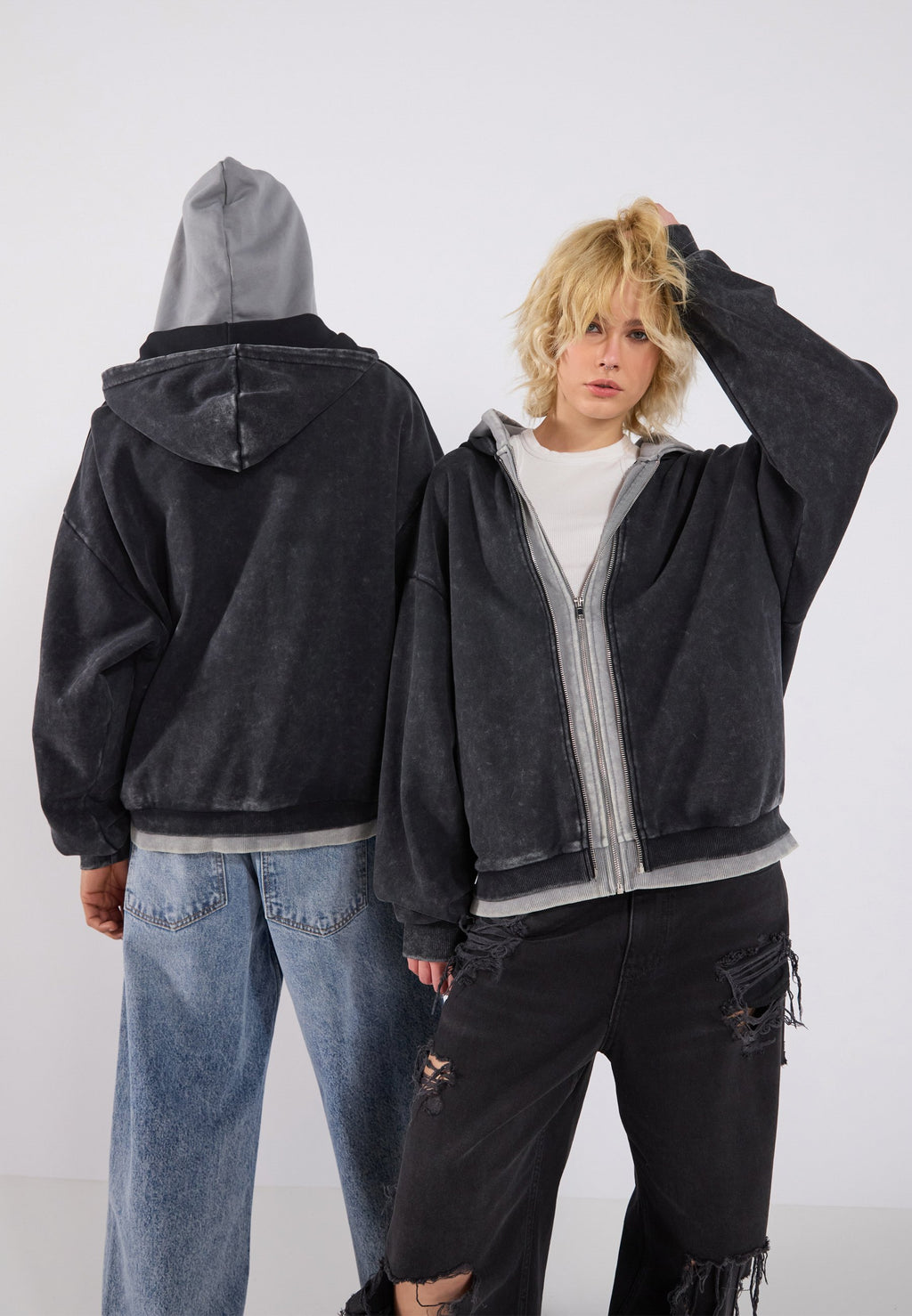 YOURTURN UNISEX RELAXED FIT DOUBLE LAYER JACKET