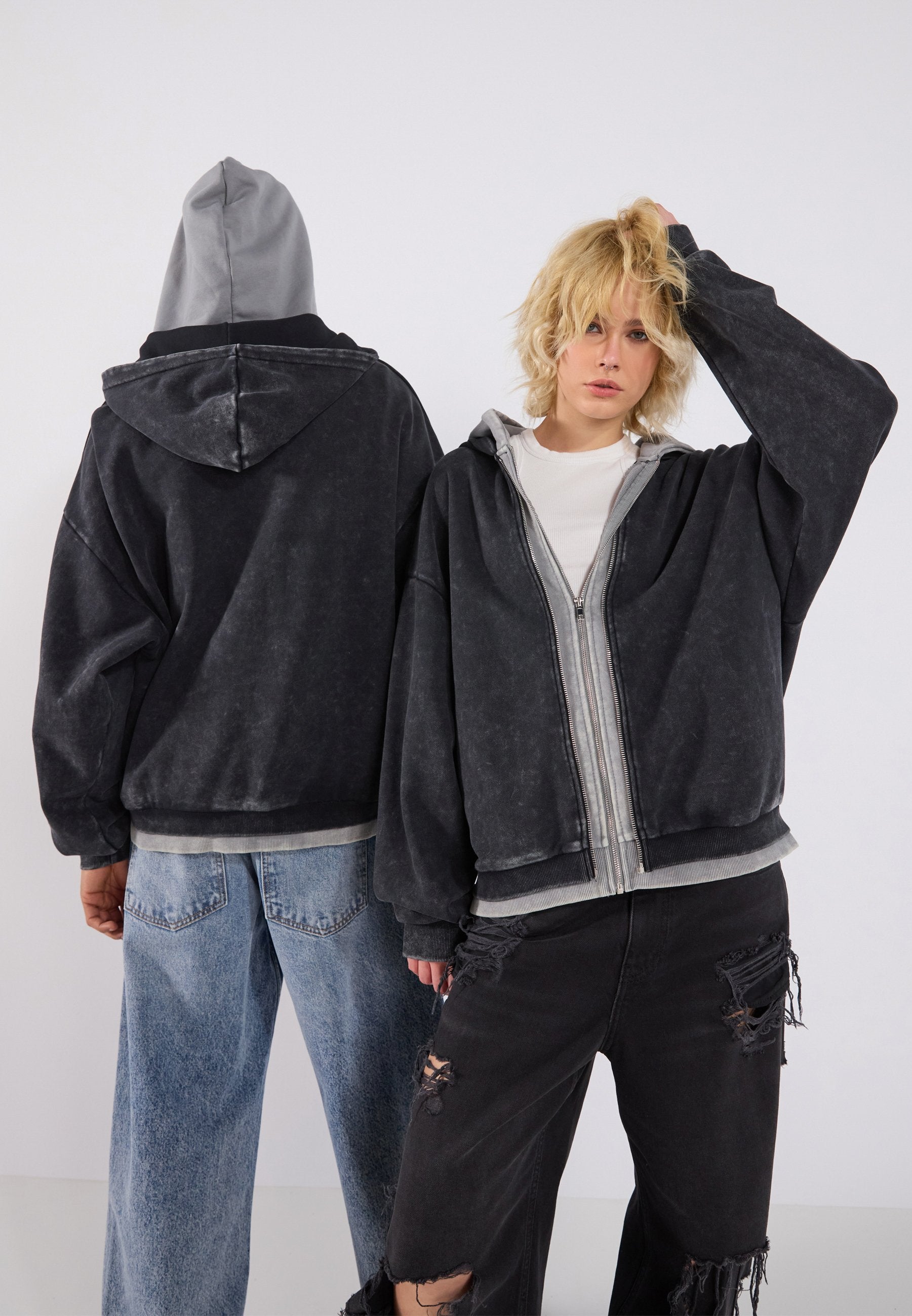 YOURTURN UNISEX RELAXED FIT DOUBLE LAYER JACKET