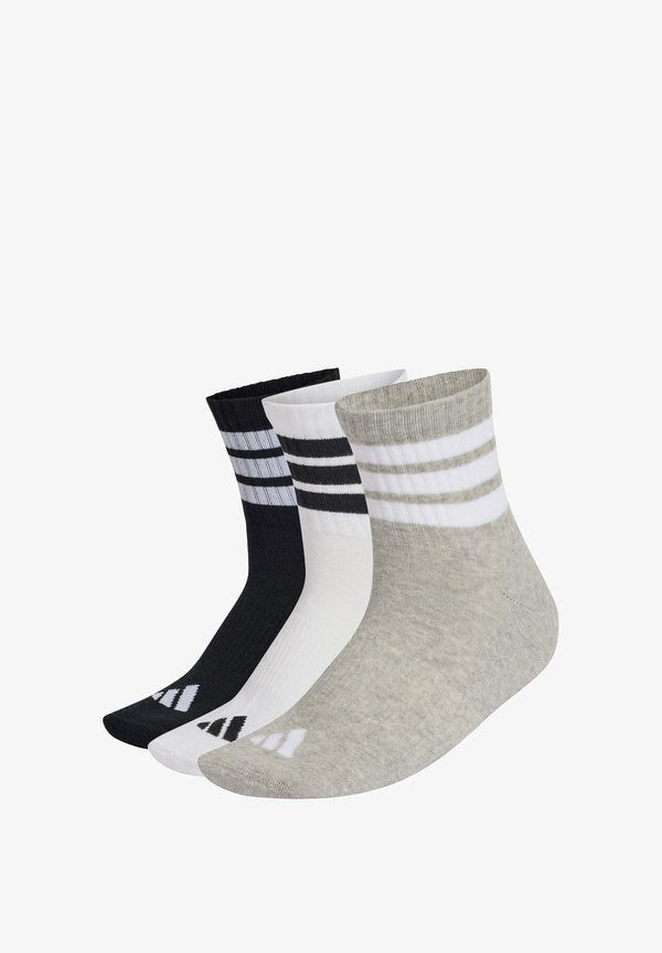 adidas Performance 3 STRIPES CUSHIONED SPORTSWEAR MID CUT 3 PAIR PACK - Sports socks - medium grey heather/white/black