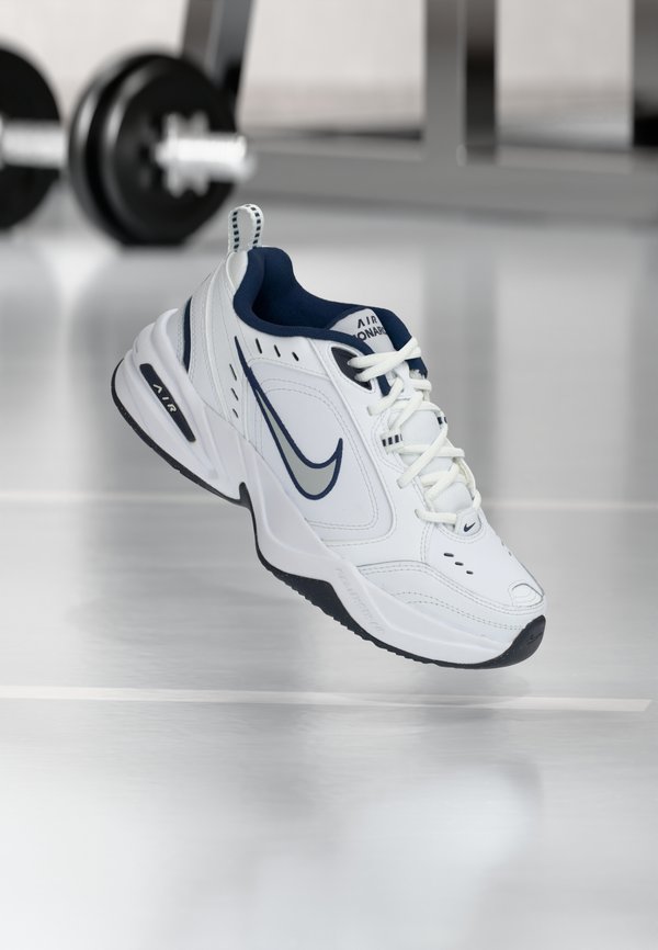 Nike Performance AIR MONARCH IV - Training shoe - white/metallic silver-coloured/midnight navy