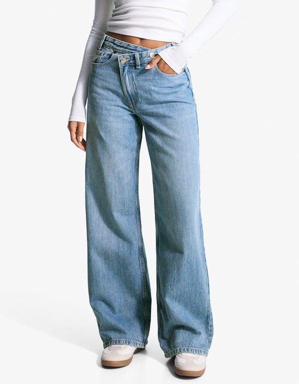 Bershka Wide Leg - light-blue denim